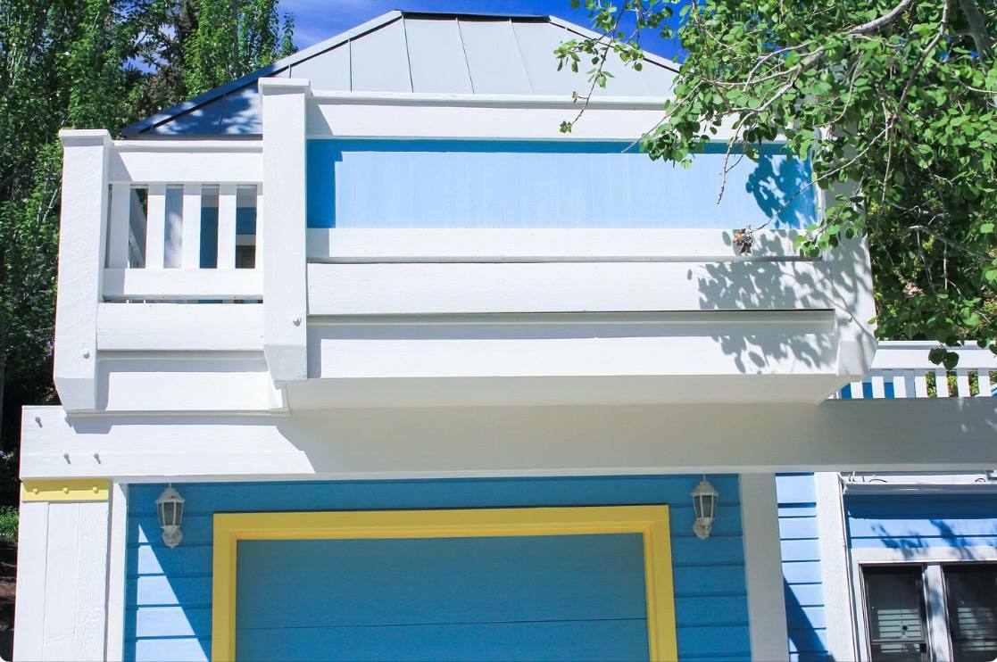 Exterior siding after painting Park City Utah blue white trim